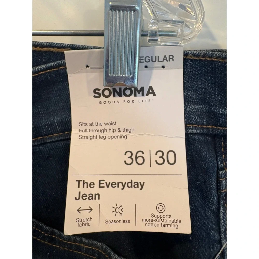 Sonoma Goods For Life Mens Everyday Jean‎ Regular Fit Straight Leg Size 36x30 - Picture 3 of 7